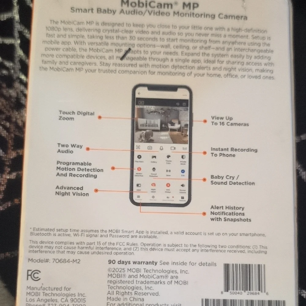 Cam MP Smart Baby Monitoring Camera - Black and White
